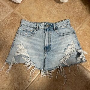 ZARA Jean Shorts Ripped Distressed